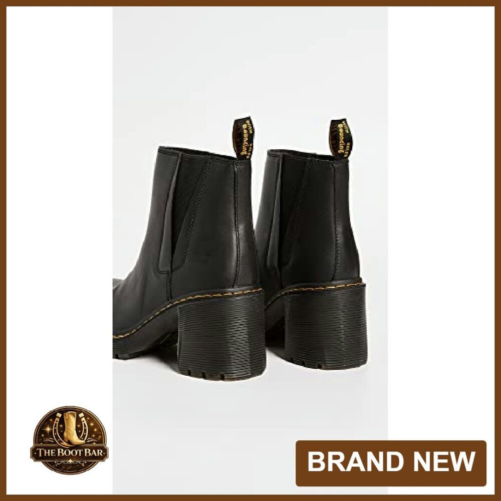 Leather Platform Chelsea Boots with Chunky Heel, Elastic Panels - Picture 4 of 5